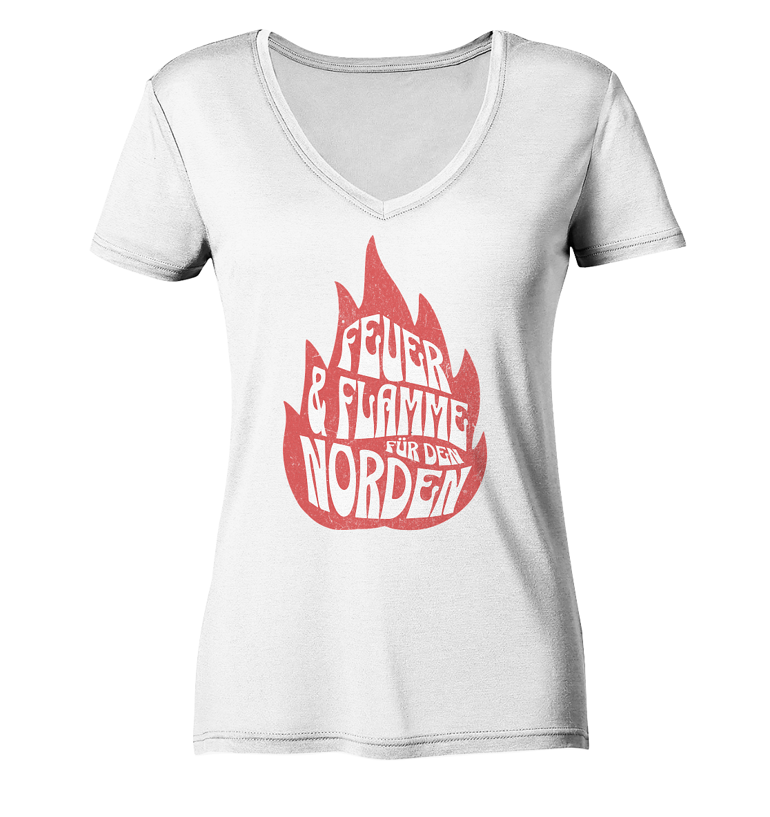 Feuer und Flamme für den Norden - Damen Bio V-Neck Shirt