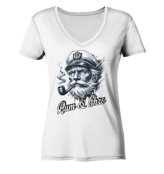 Rum und Ehre Kapitän - Damen Bio V-Neck Shirt