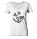 Coast Lover Möwe Kapitän - Damen Bio V-Neck Shirt - Kiebitzdelle