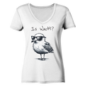 Is Watt Coole Möwe - Damen Bio V-Neck Shirt - Kiebitzdelle