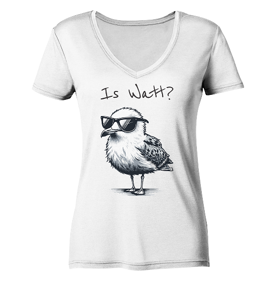 Is Watt Coole Möwe - Damen Bio V-Neck Shirt - Kiebitzdelle