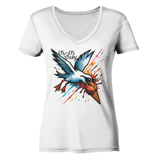 Eis Eis Baby Eisdieb Möwe - Damen Bio V-Neck Shirt - Kiebitzdelle