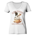 Guten Morgen Ganz dünnes Eis Hund Kaffeetasse - Damen Bio V-Neck Shirt - Kiebitzdelle