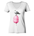Möwe auf Zuckerwatte - Damen Bio V-Neck Shirt - Kiebitzdelle