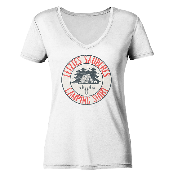 Letztes sauberes Camping Shirt - Damen Bio V-Neck Shirt - Kiebitzdelle