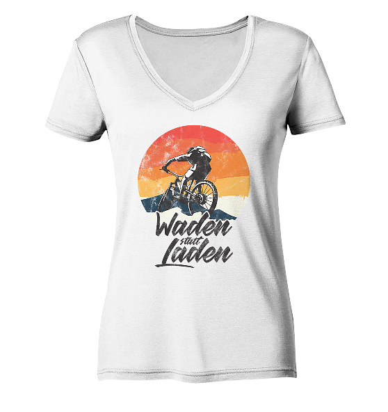Waden statt Laden Fahrrad E-Bike Radtrikot - Damen Bio V-Neck Shirt - Kiebitzdelle