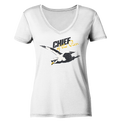 Chief of the Pier Chef Möwe mit Sonnenbrille - Damen Bio V-Neck Shirt - Kiebitzdelle