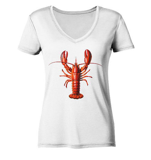 Roter Hummer - Damen Bio V-Neck Shirt - Kiebitzdelle