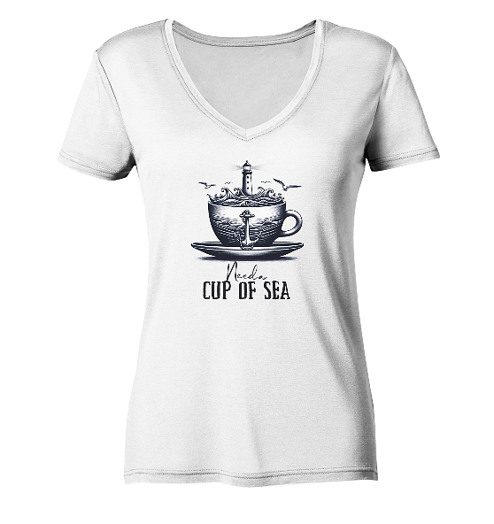 Need a cup of sea - Damen Bio V-Neck Shirt - Kiebitzdelle