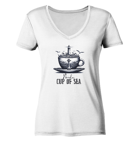 Need a cup of sea - Damen Bio V-Neck Shirt
