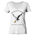 Freche Möwe will Burger statt Krabben - Damen Bio V-Neck Shirt - Kiebitzdelle