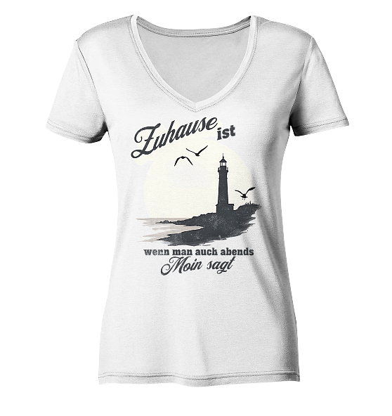 Moin Spruch Zuhause - Damen Bio V-Neck Shirt - Kiebitzdelle