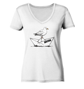 Papierschiff Möwe Moin - Damen Bio V-Neck Shirt - Kiebitzdelle