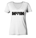 Moin Spruch mit Herz Anker - Damen Bio V-Neck Shirt - Kiebitzdelle