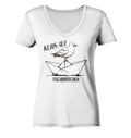 Kurs auf Fischbrötchen Papierschiff Möwe - Damen Bio V-Neck Shirt - Kiebitzdelle