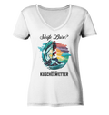 Steife Brise das ist Kuschelwetter Nordsee Spruch - Damen Bio V-Neck Shirt - Kiebitzdelle