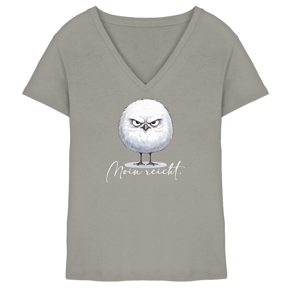 Moin reicht - Grimmige runde Möwe - Ladies V-Neck Shirt