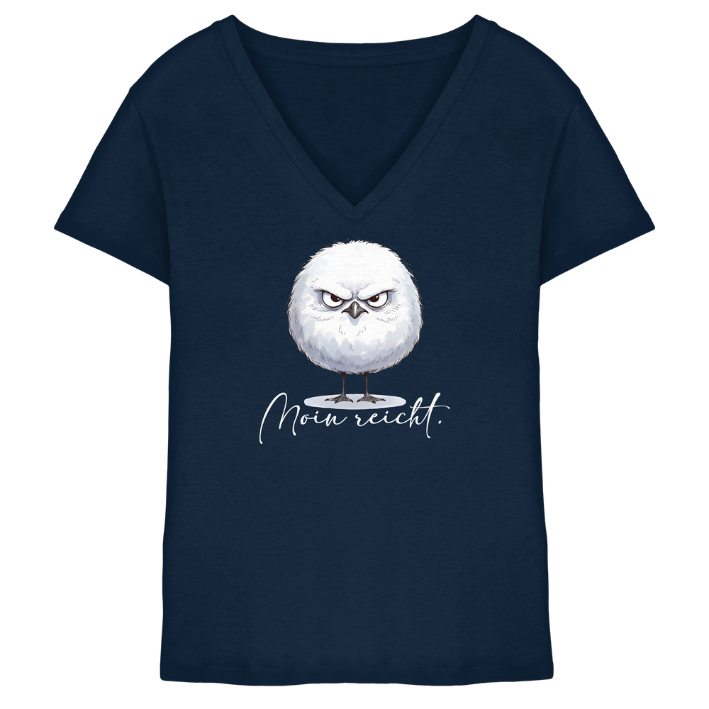 Moin reicht - Grimmige runde Möwe - Ladies V-Neck Shirt