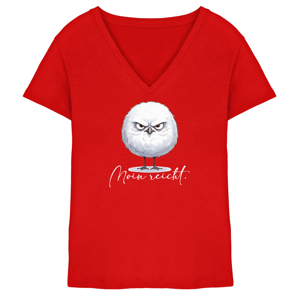 Moin reicht - Grimmige runde Möwe - Ladies V-Neck Shirt