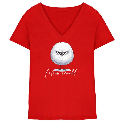 Moin reicht - Grimmige runde Möwe - Damen Bio V-Neck Shirt