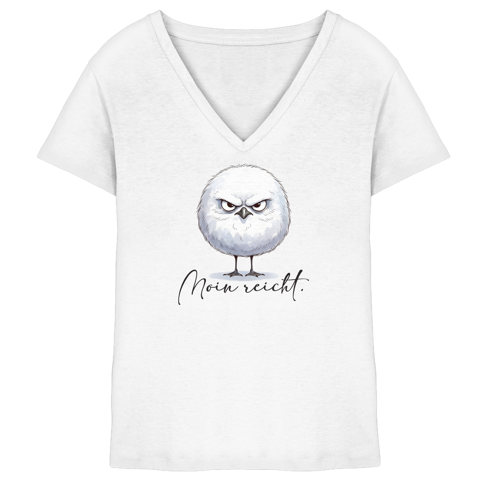 Moin reicht - Grimmige runde Möwe - Ladies V-Neck Shirt