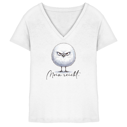 Moin reicht - Grimmige runde Möwe - Ladies V-Neck Shirt