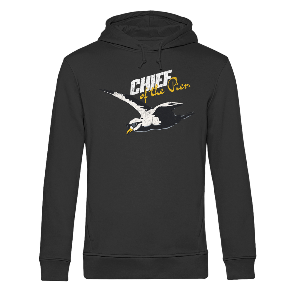 Chief of the Pier Chef Möwe mit Sonnenbrille - Herren Bio Hoodie - Kiebitzdelle