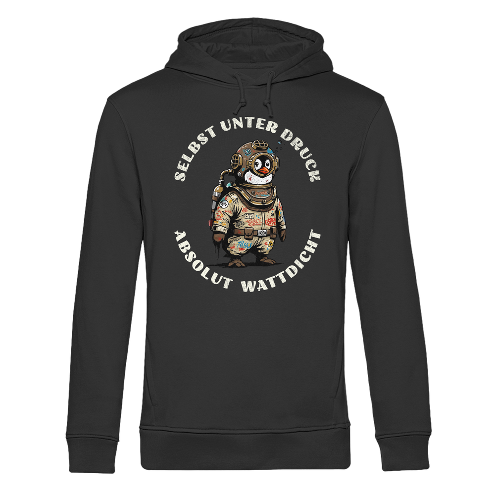 Wattdicht Pinguin Taucher mit lustigem Spruch - Herren Bio Hoodie