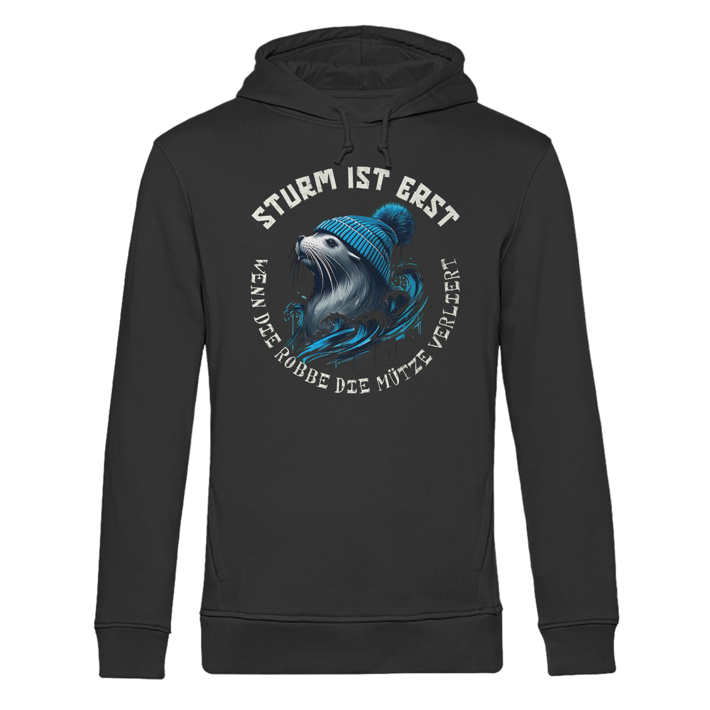 Sturm ist erst wenn die Robbe die Mütze verliert - Herren Bio Hoodie - Kiebitzdelle