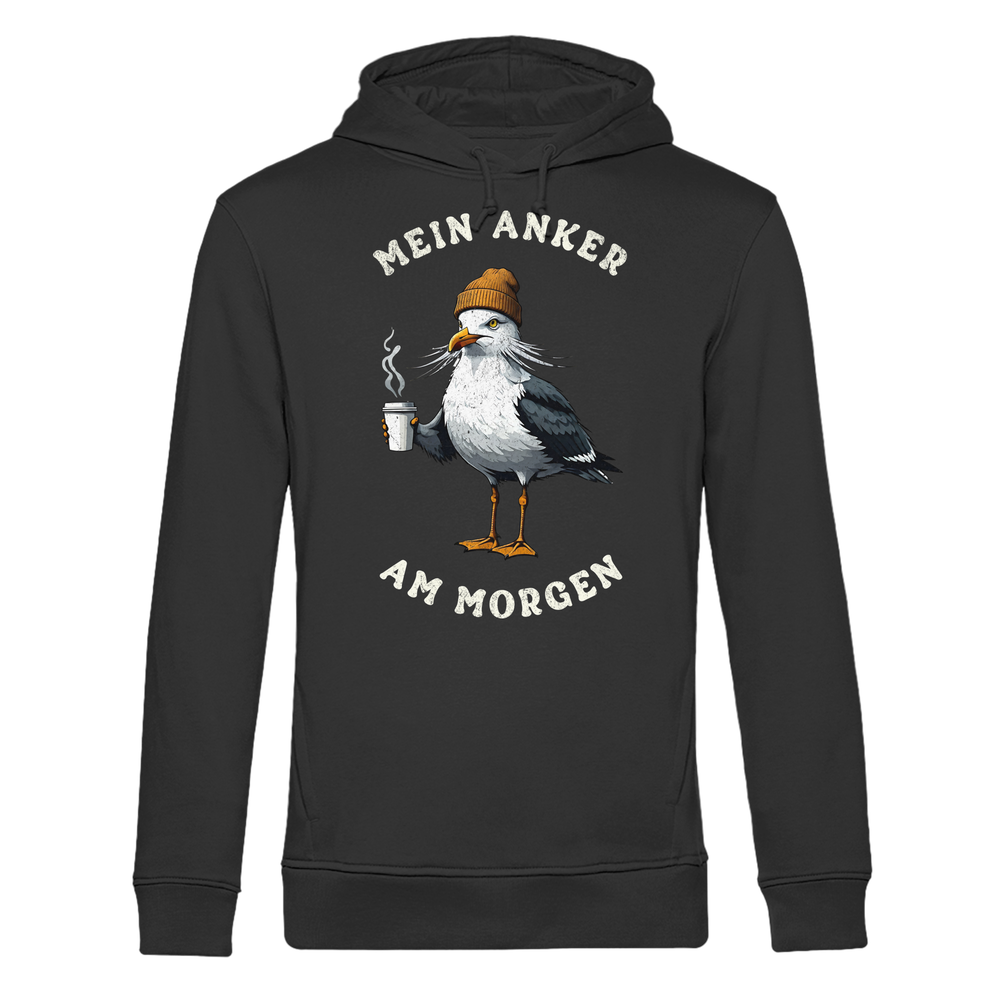 Mein Anker am Morgen Kaffee Möwe - Herren Bio Hoodie