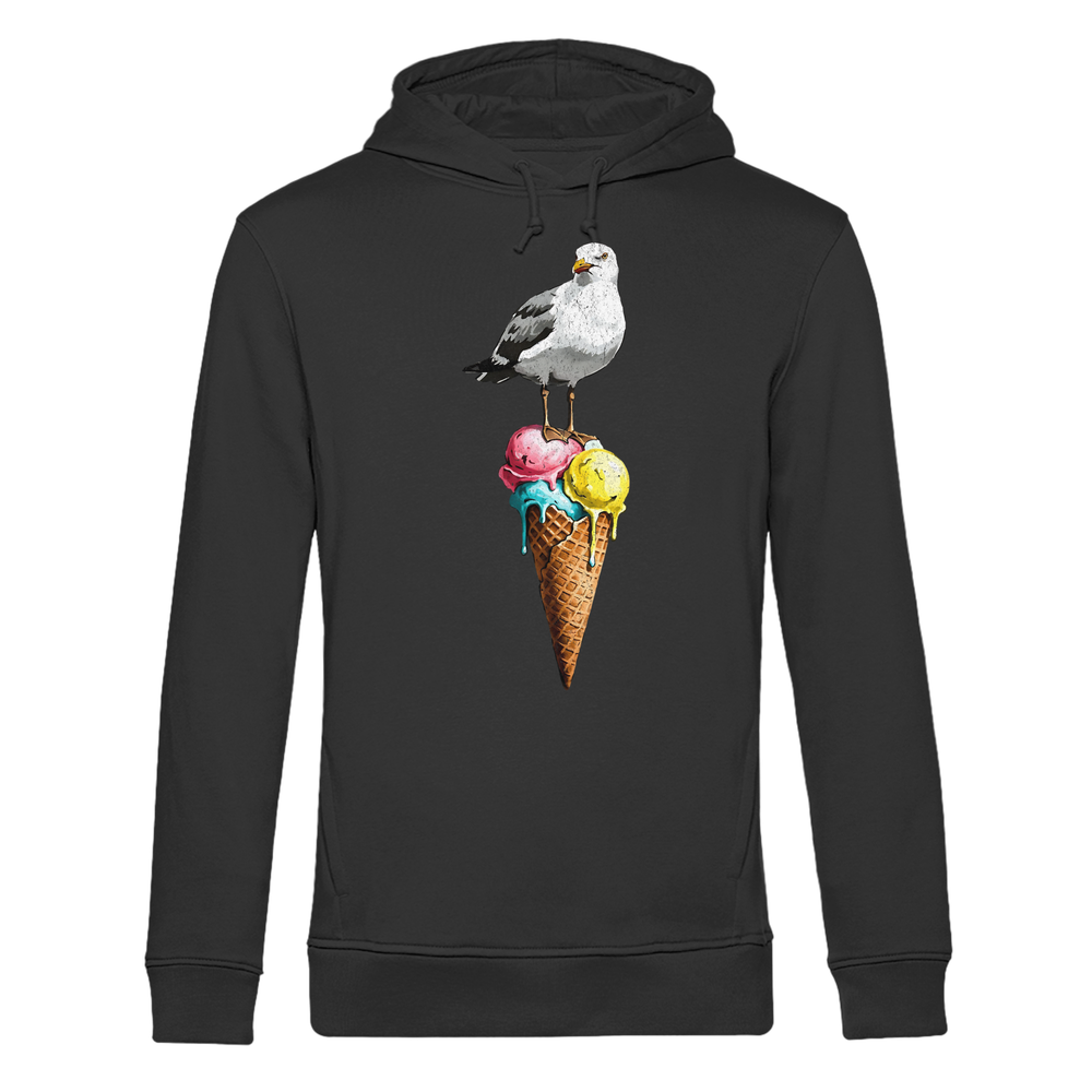 Eisdieb Freche Möwe mit Eiscreme - Herren Bio Hoodie - Kiebitzdelle