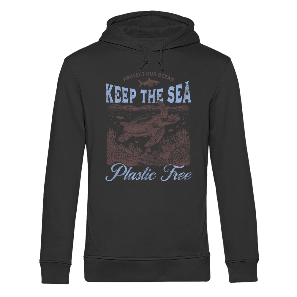 Keep the Sea Plastic Free Umweltschutz Spruch - Herren Bio Hoodie