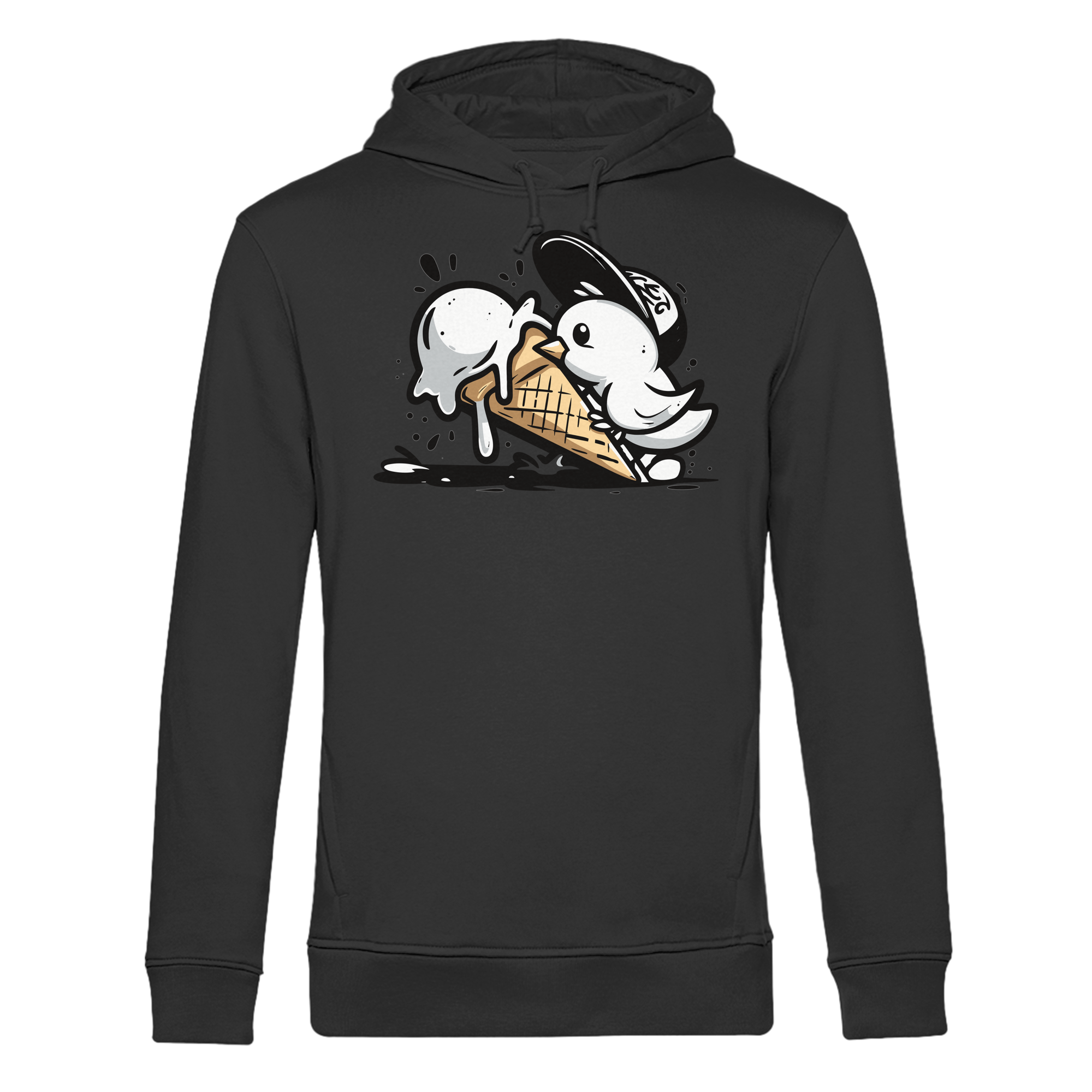 Möwe Küken mit Eis Street Art - Herren Bio Hoodie - Kiebitzdelle