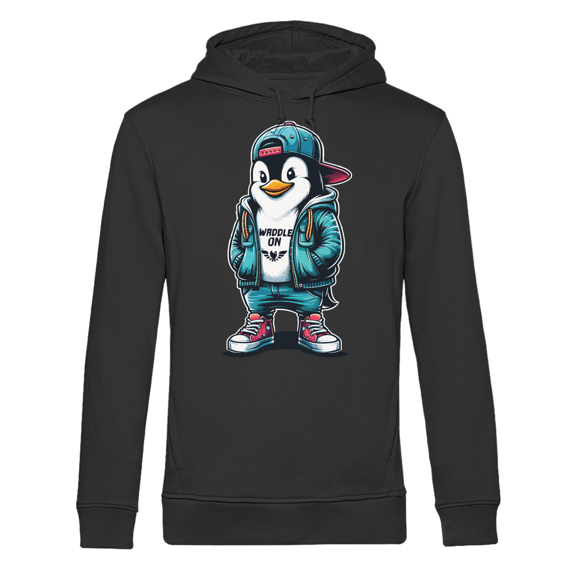 Hipster Pinguin Waddle On - Herren Bio Hoodie - Kiebitzdelle