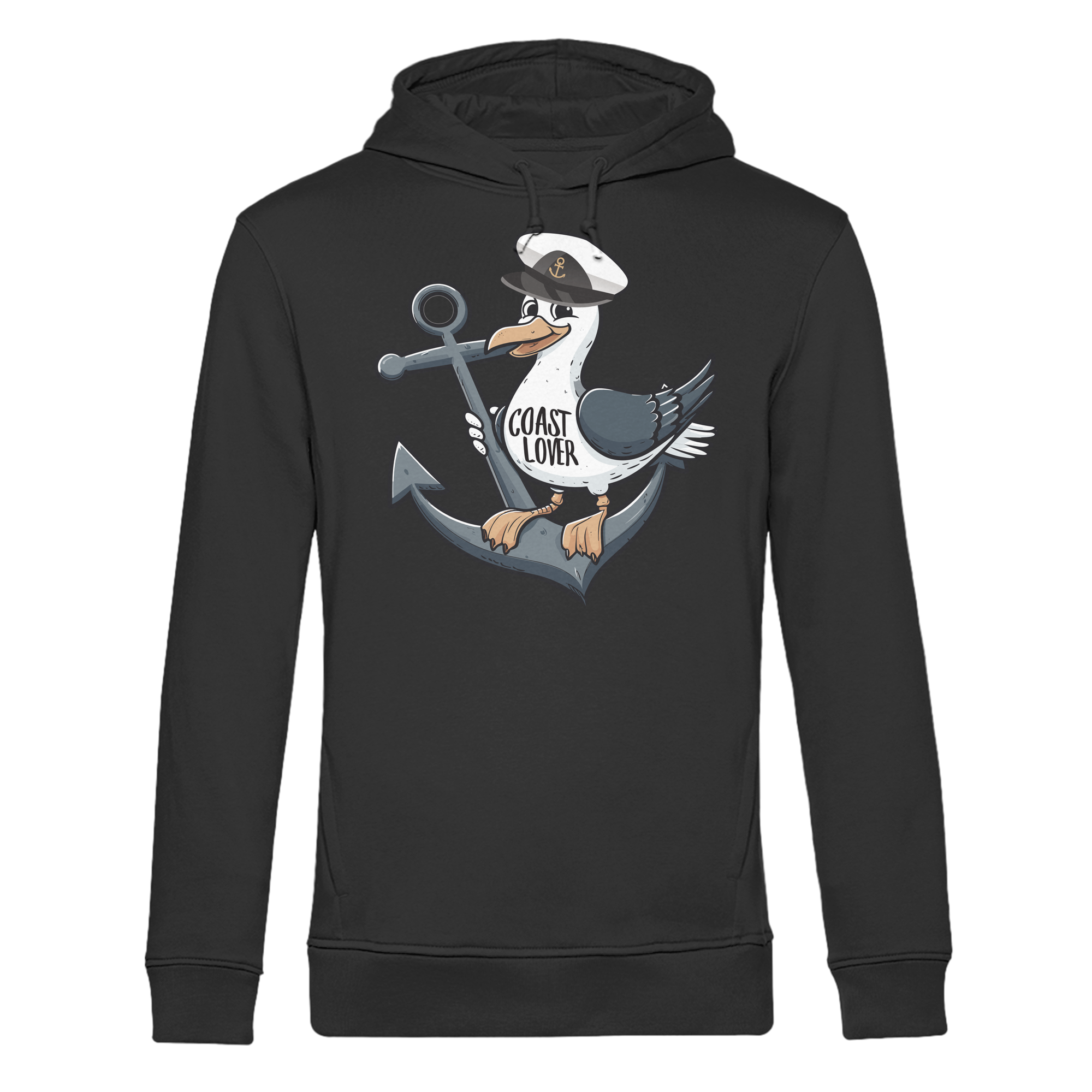 Coast Lover Möwe Kapitän - Herren Bio Hoodie - Kiebitzdelle
