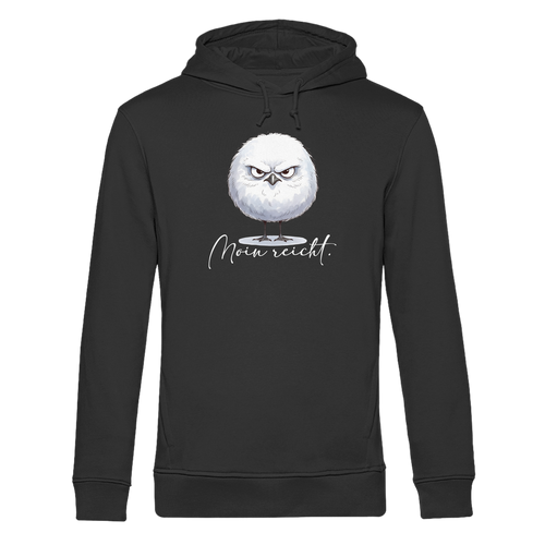 Moin reicht - Grimmige runde Möwe - Organic Hoodie B&C in Black Pure - Studio Ansicht - Kiebitzdelle