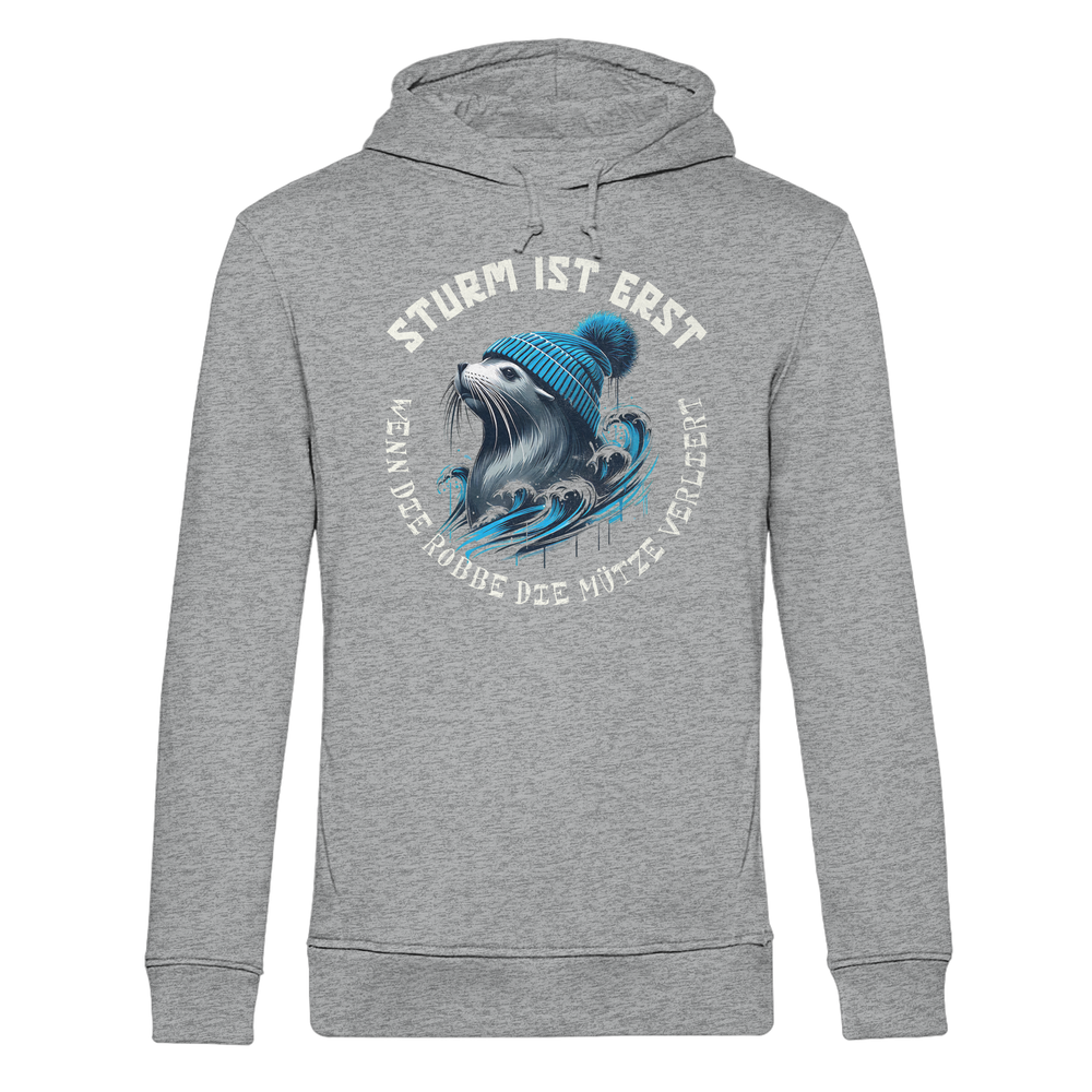 Sturm ist erst wenn die Robbe die Mütze verliert - Herren Bio Hoodie - Kiebitzdelle