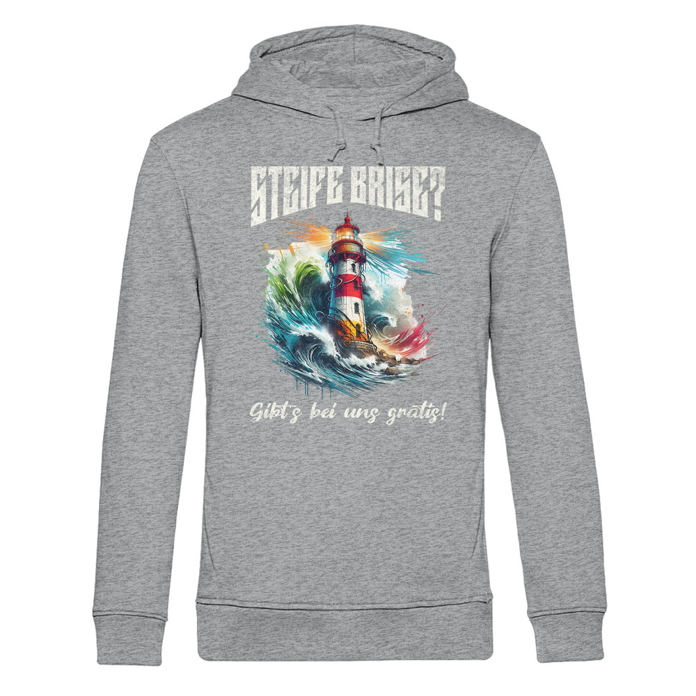 Steife Brise gibt’s bei uns gratis Leuchtturm Spruch - Herren Bio Hoodie