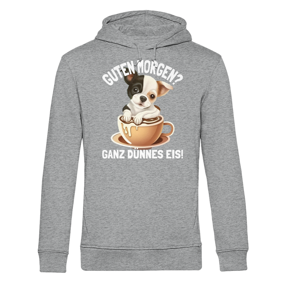 Guten Morgen Ganz dünnes Eis Hund Kaffeetasse - Herren Bio Hoodie