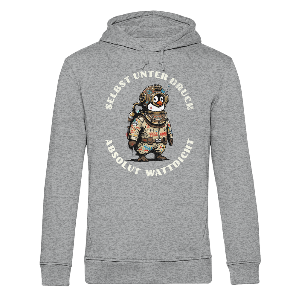 Wattdicht Pinguin Taucher mit lustigem Spruch - Herren Bio Hoodie - Kiebitzdelle