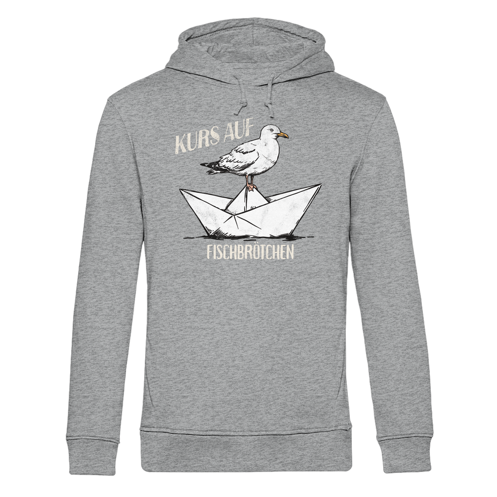 Kurs auf Fischbrötchen Papierschiff Möwe - Herren Bio Hoodie