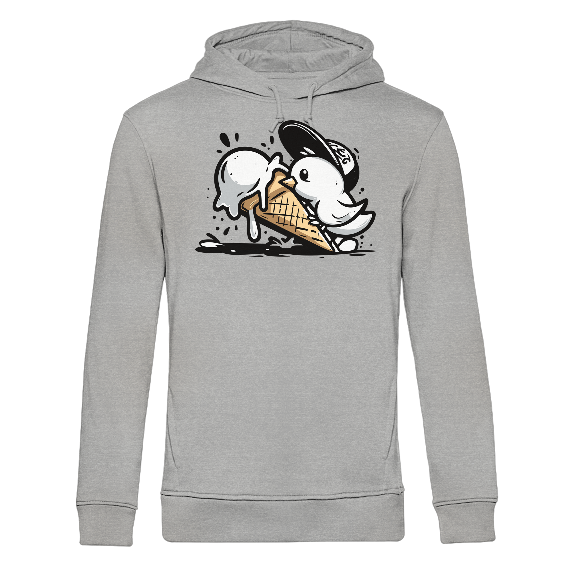 Möwe Küken mit Eis Street Art - Herren Bio Hoodie - Kiebitzdelle