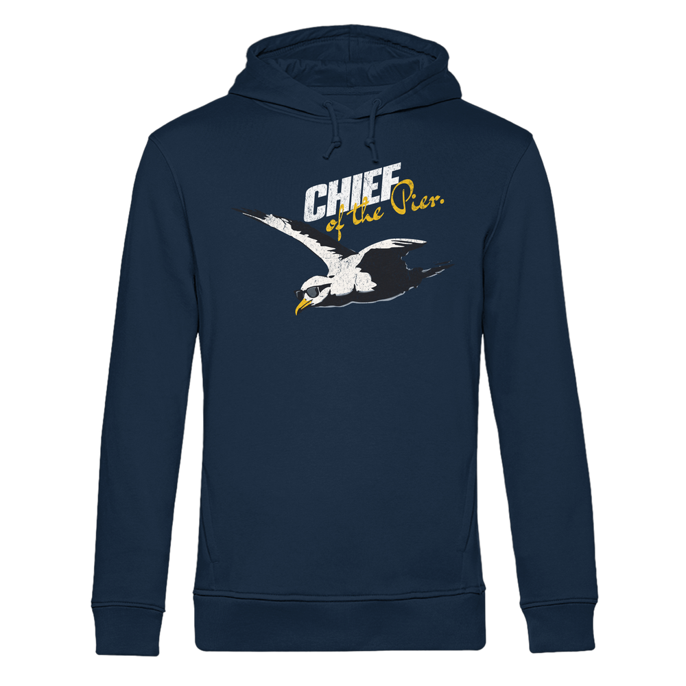 Chief of the Pier Chef Möwe mit Sonnenbrille - Herren Bio Hoodie - Kiebitzdelle