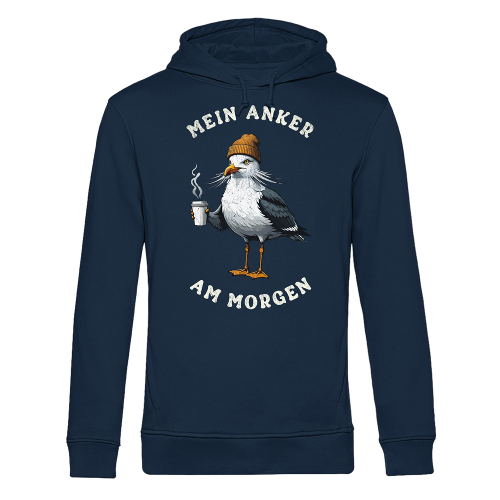 Mein Anker am Morgen Kaffee Möwe - Herren Bio Hoodie