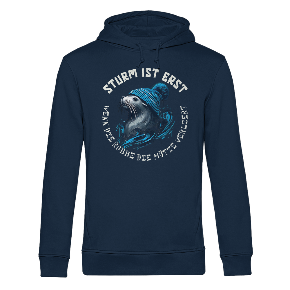 Sturm ist erst wenn die Robbe die Mütze verliert - Herren Bio Hoodie - Kiebitzdelle
