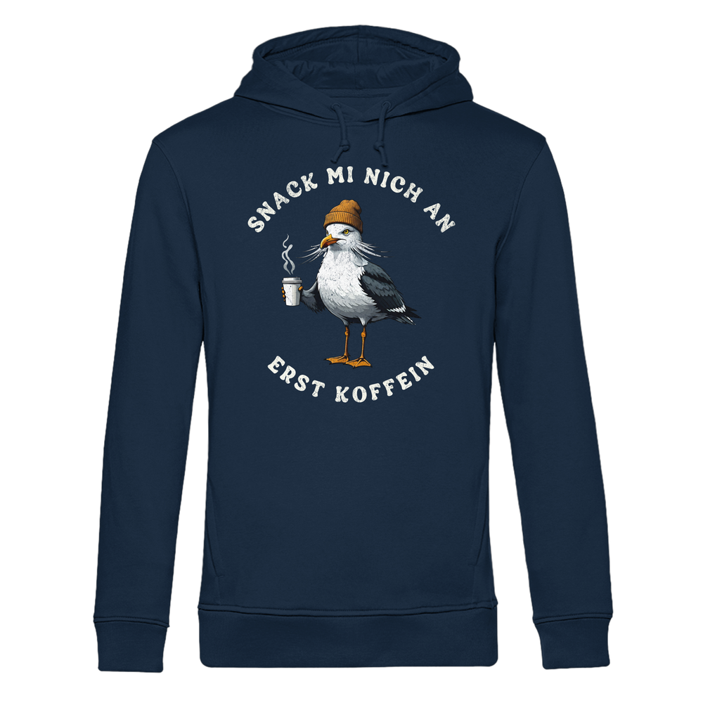 Snack mi nich an erst Koffein Möwe Spruch - Herren Bio Hoodie - Kiebitzdelle