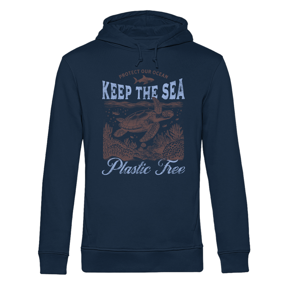 Keep the Sea Plastic Free Umweltschutz Spruch - Herren Bio Hoodie