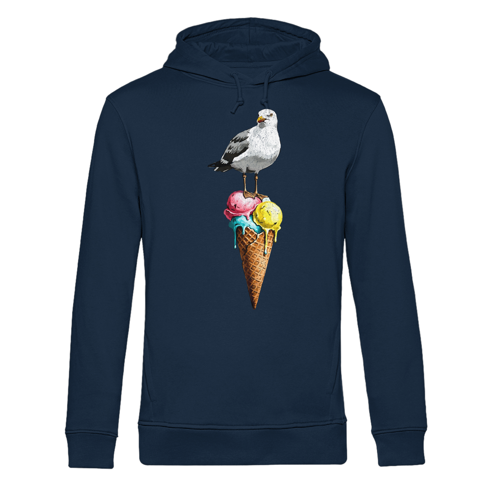 Eisdieb Freche Möwe mit Eiscreme - Herren Bio Hoodie - Kiebitzdelle