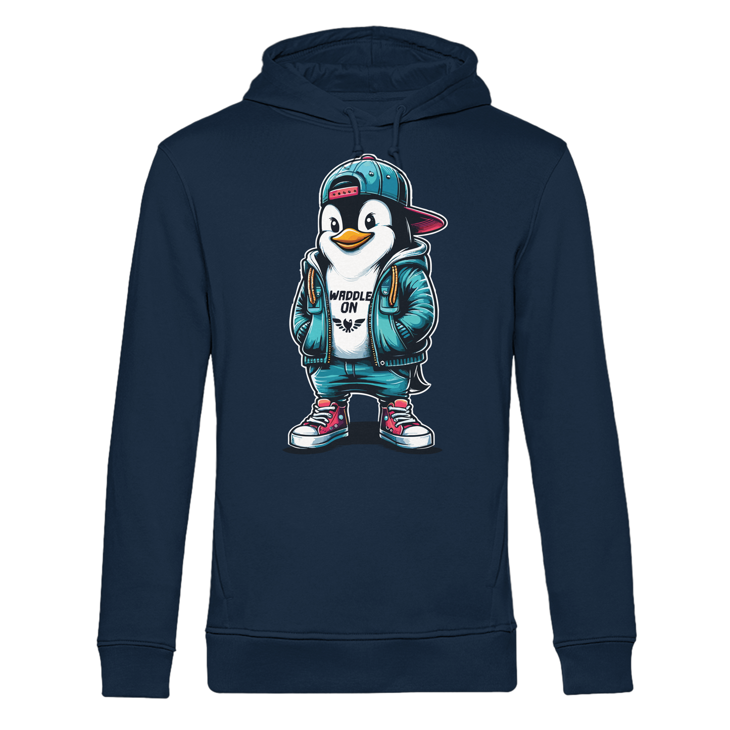 Hipster Pinguin Waddle On - Herren Bio Hoodie