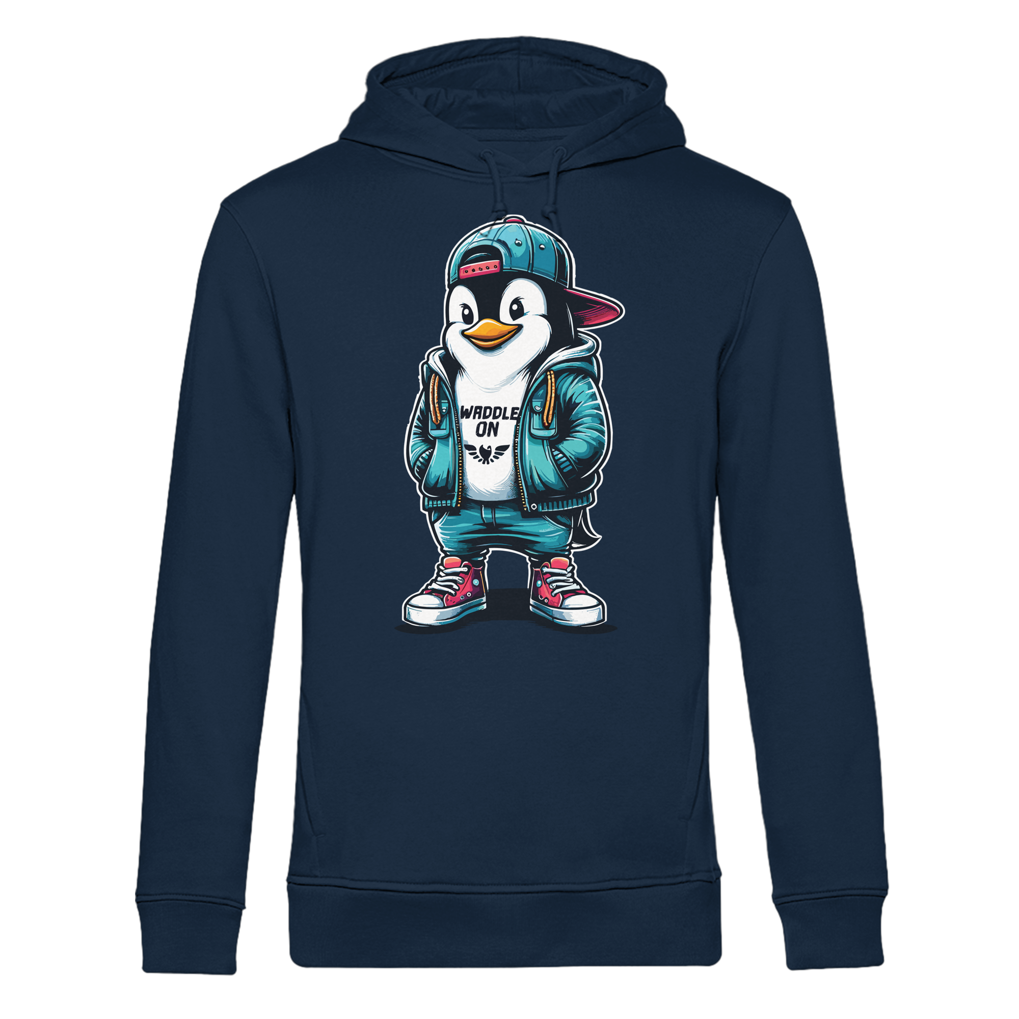 Hipster Pinguin Waddle On - Herren Bio Hoodie - Kiebitzdelle